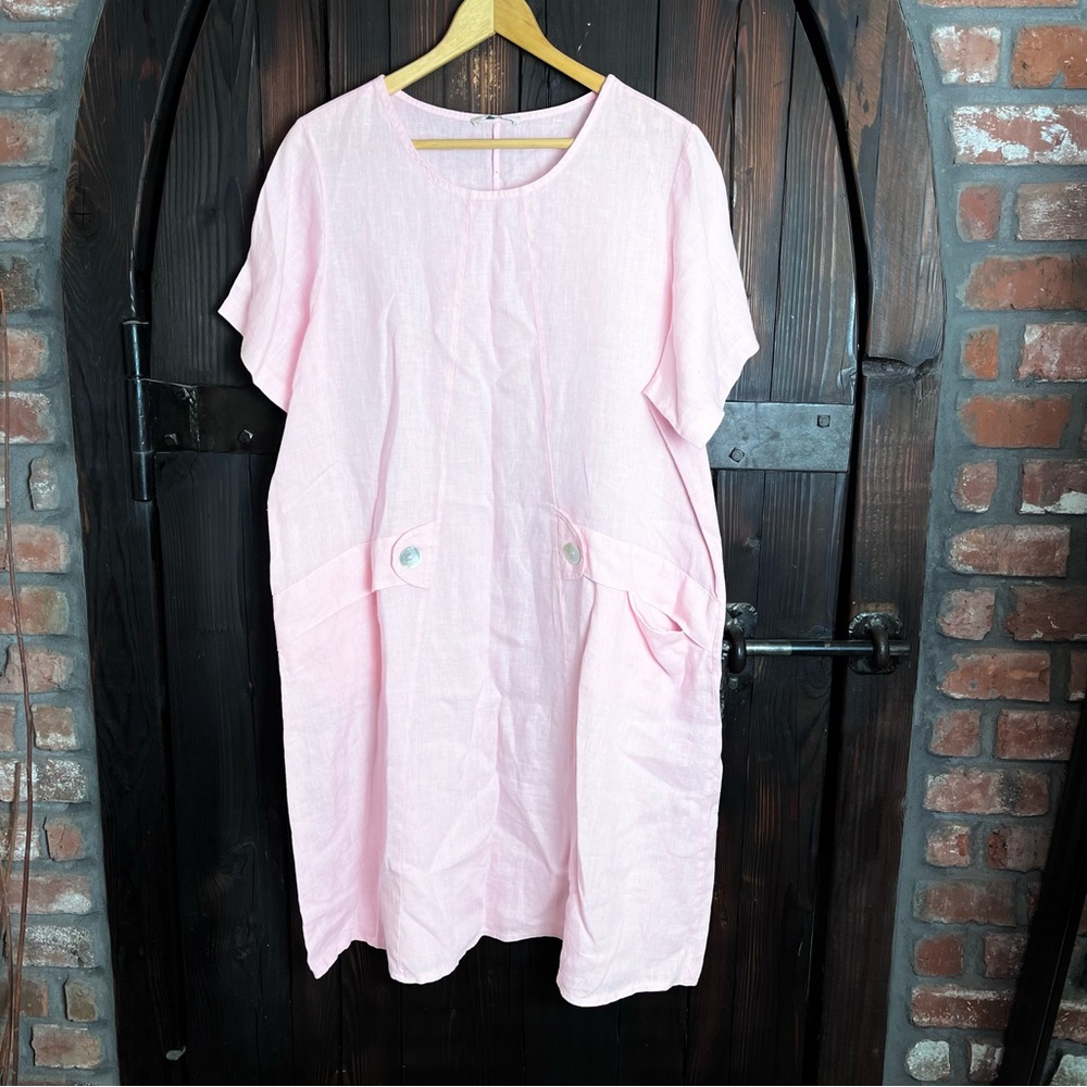 Light Pink Midi Dress with Pocket Detail